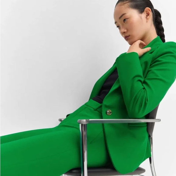 MNG Mango Green Single Button Women's Blazer Size 4 - Picture 2 of 16